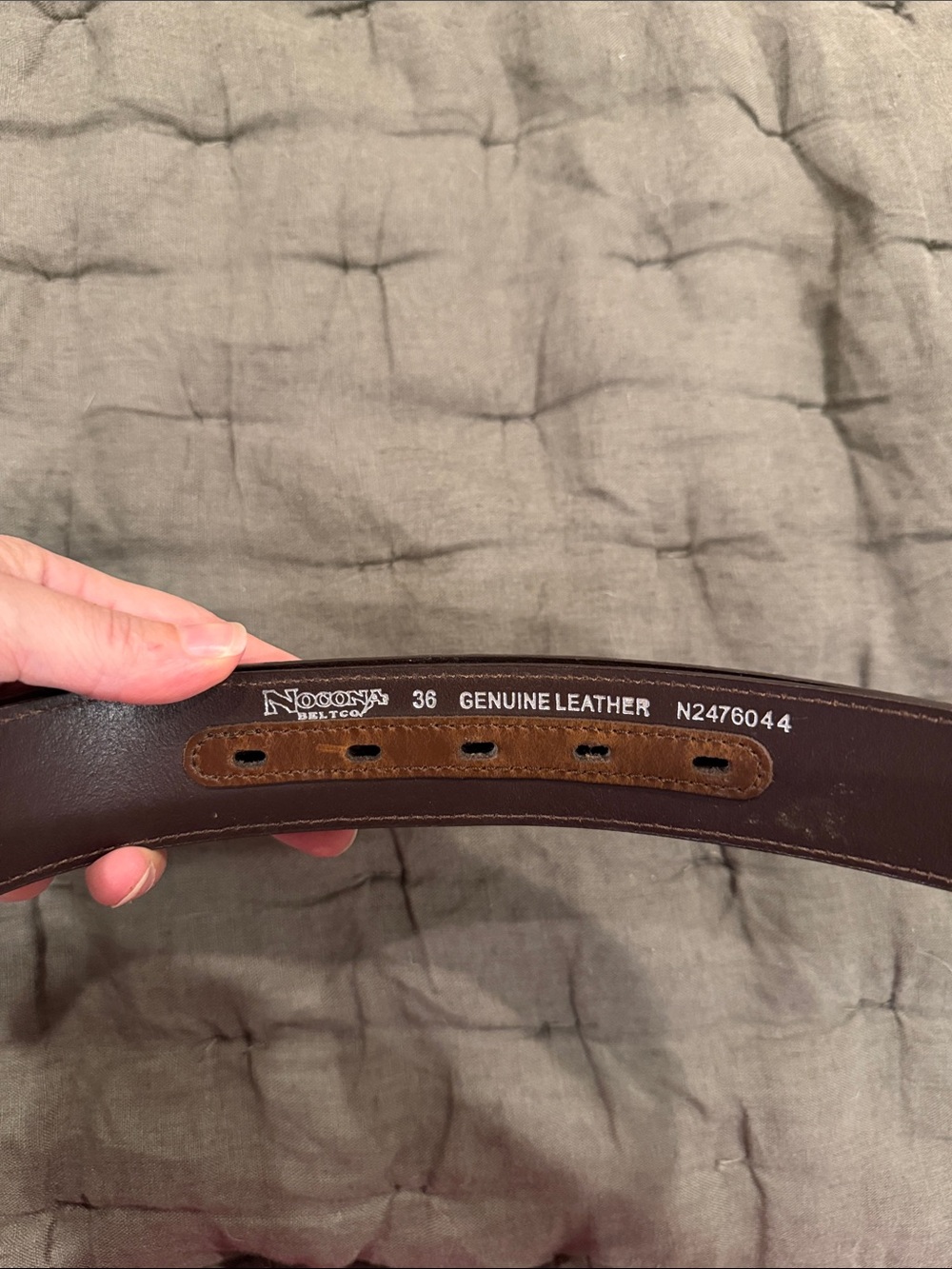 Nocona Genuine Leather Men's Western Belt with Silver Floral Buckle - Brown - Picture 3 of 5